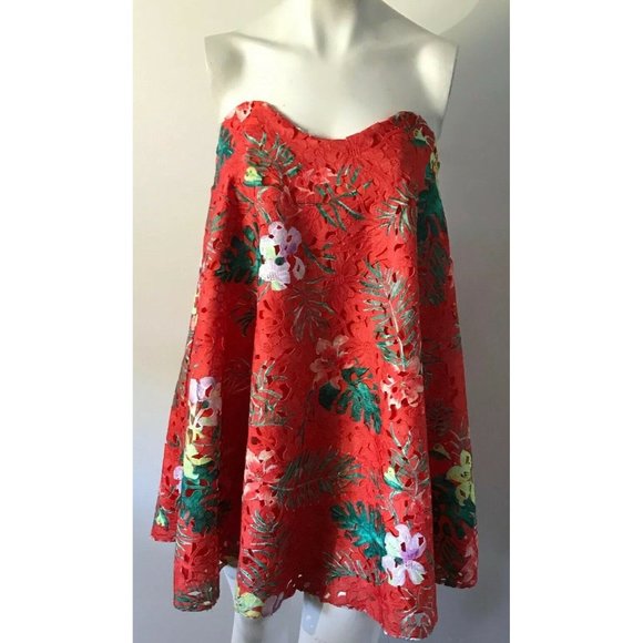 Caroline Constas Multicolor Floral Lace Gab Bustier Mini Dress Wmns Sz M NWOT